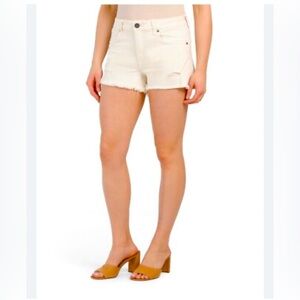 Kut from the KlothWomen's Cream Denim Shorts with raw hem.